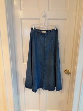 Ulla Johnson Uma Denim Midi Skirt Blue A-Line Size 6